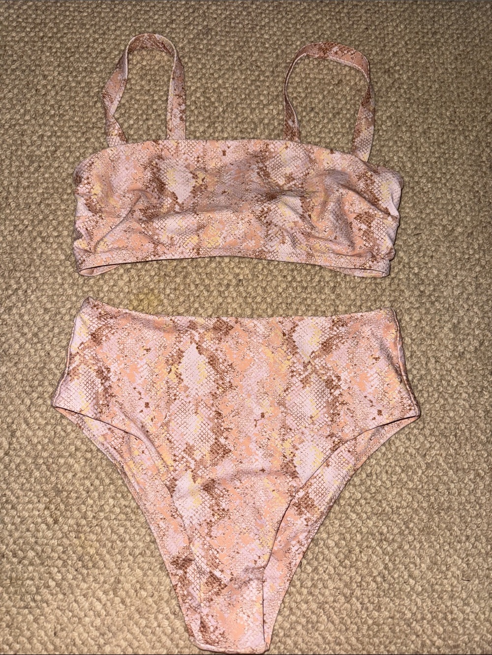 Buddy Love Pink Snake-Print High Waisted Bikini